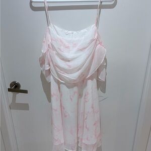 SHEIN Pink and White Spaghetti Strap Dress